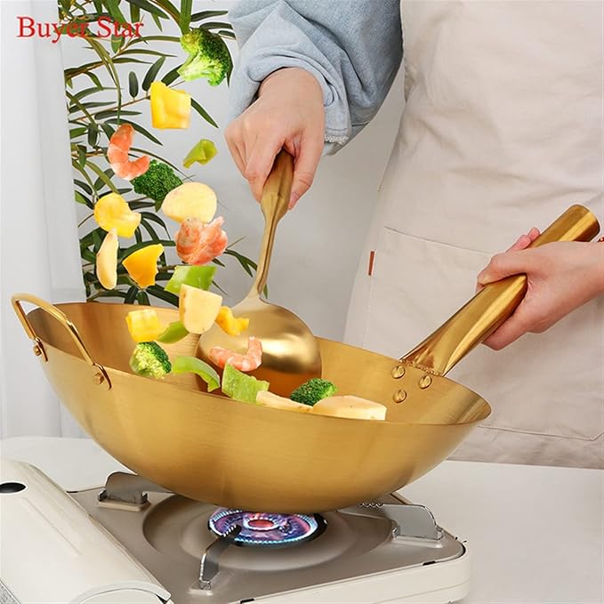 Soup Pot Pans Stainless Steel Cooking Wok Frying Pans with Handle Frying Cookware Set Metal Pot Cover Kitchen Utensils Pans