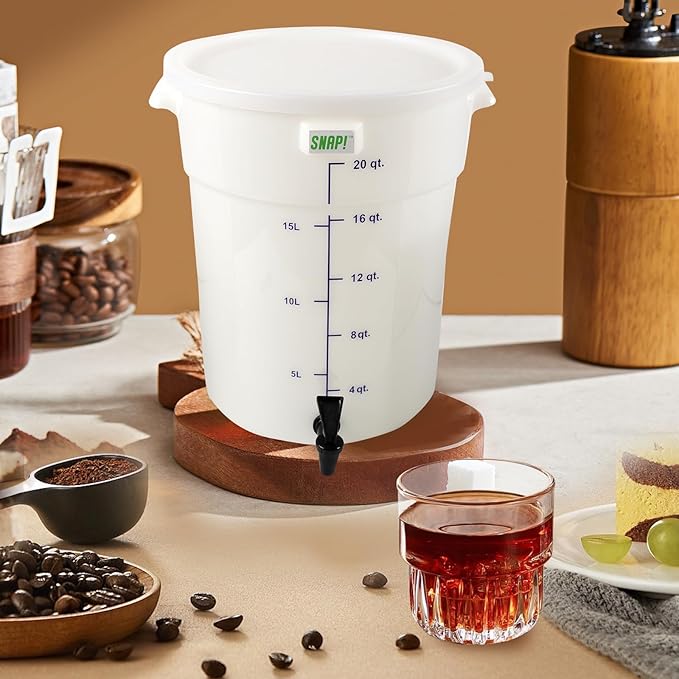 Snap! Cold Brew Round Bucket- 5 gallon Commercial Cold Brew SystemCold Brew Coffee Set-Whtie
