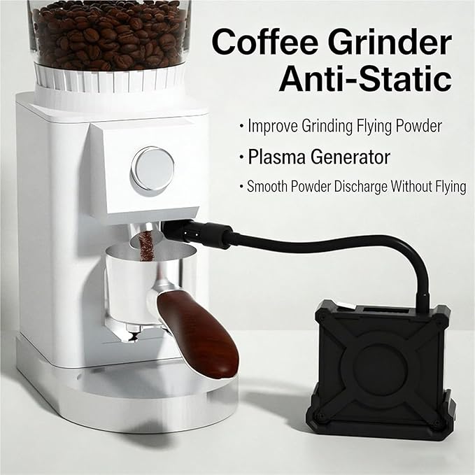 Adjustable Gooseneck Coffee Machine with Anti-static Powder Splash-proof Ground Coffee Plasma Generator &amp Power Display - Perfect for Precision Grinding