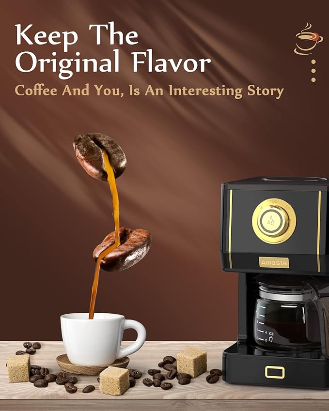 Amaste Black Coffee Maker &amp Green Retro Electric Kettle Set