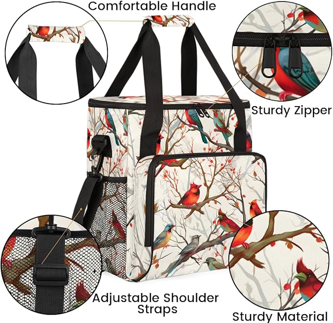Cardinal Bird Coffee Maker Carrying Bag Portable Travel Storage Tote Bag Compatible with K-Mini or K-Mini Plus Single Serve Coffee Brewer Carrying Case with Multiple Pockets &amp Shoulder Strap