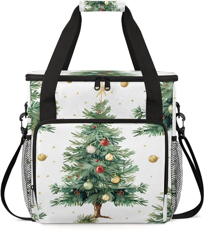 Christmas Tree Coffee Maker Carrying Bag Christmas Festivals Travel Storage Bag Compatible with K-Mini or K-Mini Plus Single Serve Coffee Brewer Carrying Case with Multiple Pockets &amp Shoulder St