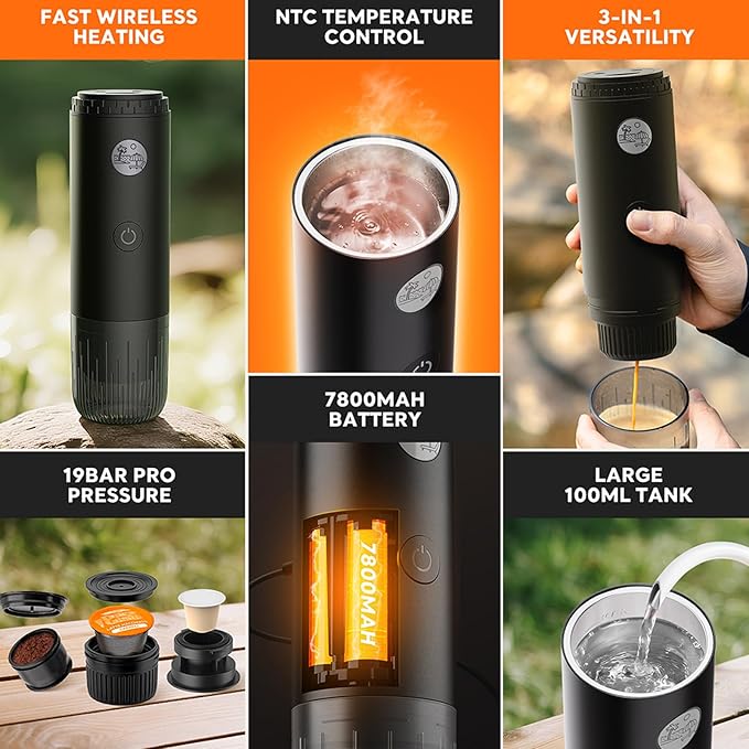 High Capacity Portable Coffees Maker 100ml Coffee Machine Adjustable Brewing Modes Small Travel Design for Drinks Travel Coffee Machine