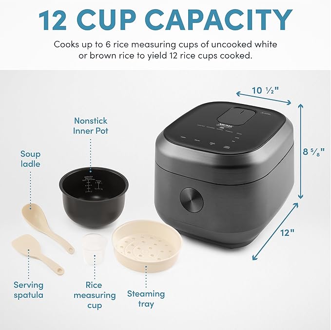 AROMA® Professional 6-Cups (UnCooked) / 3Qt. 360° Induction Rice Cooker &amp Multicooker (ARC-7606GR)