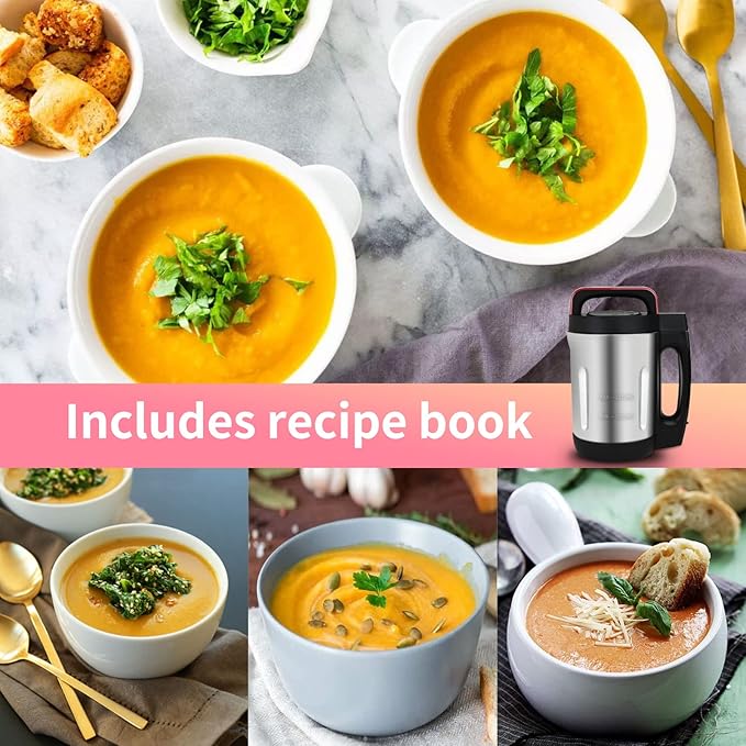 2L Soup Maker Makes 2-6 Servings LCD Touch Control Panel Stainless Steel Blender &amp Heater 800W for Soups Smoothies Sauces — Smart Kitchen Appliance for Homemade Soup