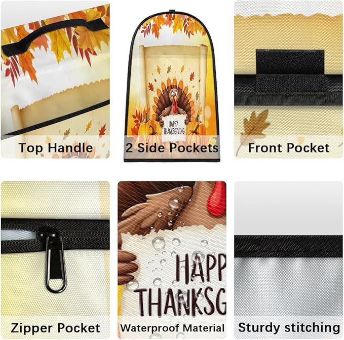 cfpolar Kitchen Aid Mixer Cover Compatible with 6-8 Quarts Thangsgiving Turkey Pumpkins Stand Mixer Cover Kitchen Aid Mixers Accessories Appliance Organizer Bag Dust Covers with Zipper Pocket