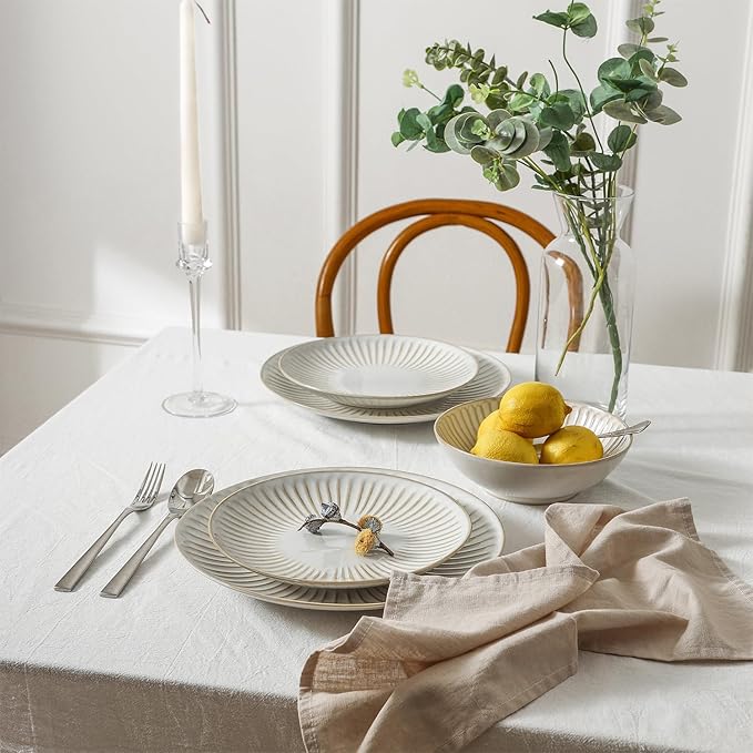 Stone Lain Linea 24-Piece Dinnerware Set Stoneware White