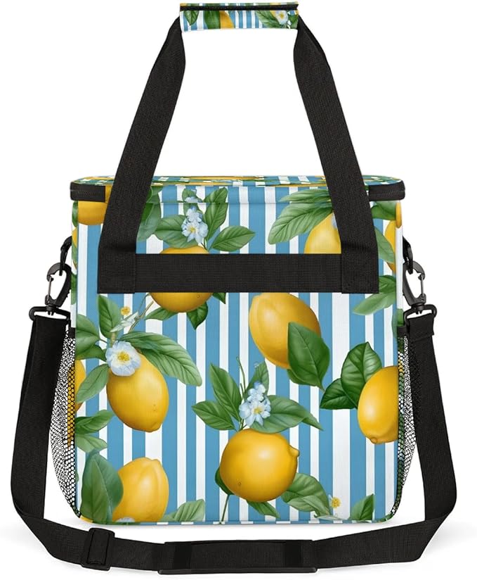 Stripes Lemon Coffee Maker Carrying Bag for Keurig K-Mini or K-Mini Plus Storage Portable Coffee Maker Travel Bag