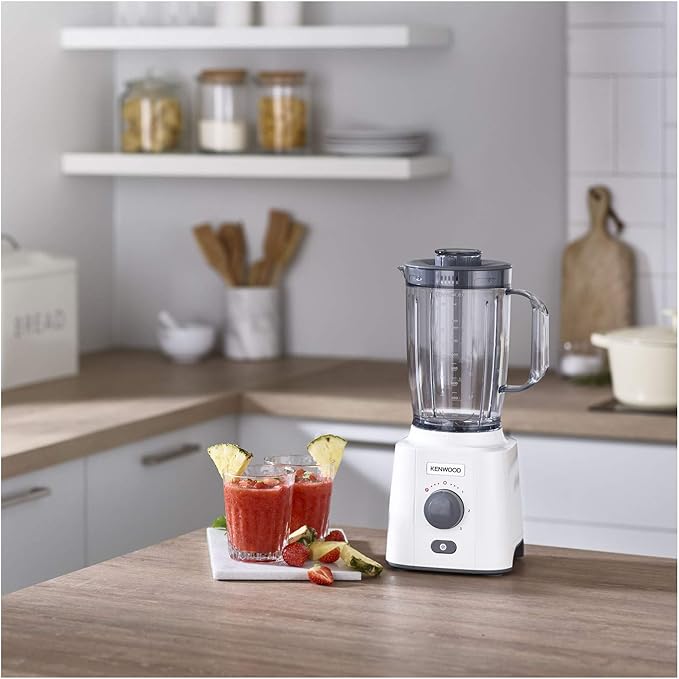 Kenwood BLP41.C0WH Blender 2L jug with practical handle steel blades 3 speeds+pulse including chopped accessory non-slip feet plastic white and gray