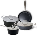 Alva Maestro 7-Piece Ceramic Nonstick Cookware Set – Made Without PTFE PFOA PFAS Non-Toxic Pots &amp Pans with Lids – Induction &amp Oven Safe to 400°F – Even Heat Easy Clean Durable Aluminum