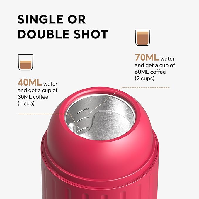 Portable Espresso Machine with 3-4 Min Self-heating 7800mAh Rechargeable Electric Coffee Machine 19 Bar Compatible with NS Capsules and Ground Coffee (Red)