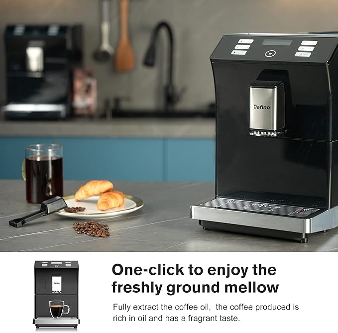 Anwick 205 Fully Automatic Espresso Machine One touch Coffee Machine with Manual Milk Frother for Cappuccino &amp Latte Stainless Steel (206 Black)