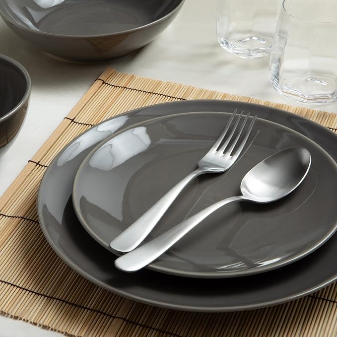 Larder &amp Vine Ceramic Stoneware Dinnerware 16-Piece Set 4 Place Settings (French Gray)