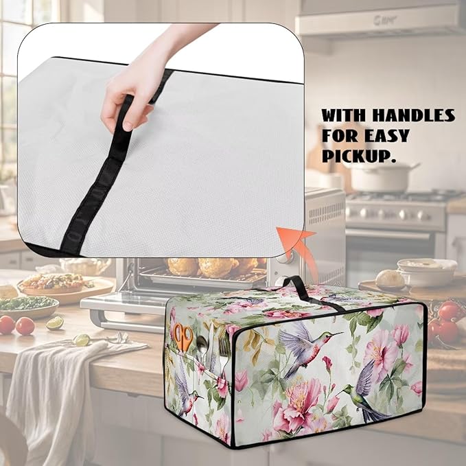 Doojoayie 8 Slice Toaster Cover Hummingbird 8 Slice Small Appliance Covers Stain Resistant &amp Dustproof Kitchen Appliance Protector Flower Print