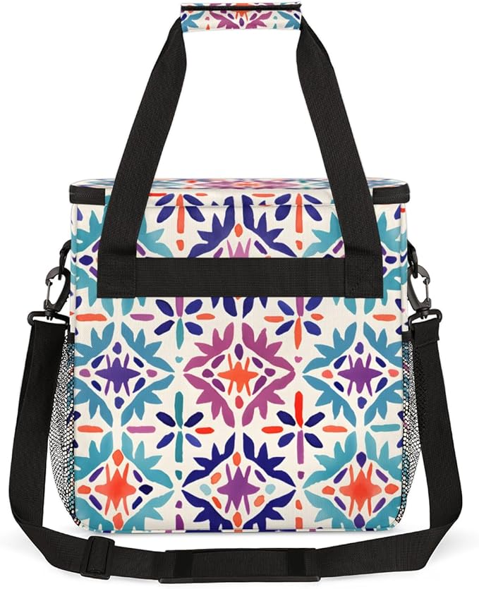 Rich Damask Coffee Maker Carrying Bag Botanic Flower Travel Storage Bag Compatible with K-Mini or K-Mini Plus Single Serve Coffee Brewer Carrying Case with Multiple Pockets &amp Shoulder Strap