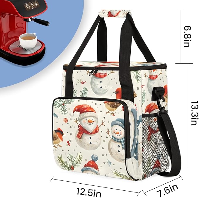 Fantastic Santa Claus Coffee Maker Carrying Bag Graffiti Santa Claus Travel Storage Bag Compatible with K-Mini or K-Mini Plus Single Serve Coffee Brewer Carrying Case with Pockets &amp Shoulder Str