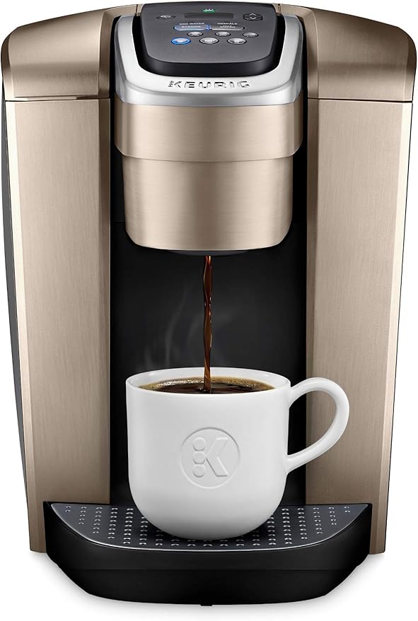 Keurig K-Elite Coffee Maker Single Serve K-Cup Pod Coffee Brewer Brushed Gold &amp 3-Month Brewer Maintenance Kit Includes Descaling Solution Water Filter Cartridges &amp Rinse Pods 7 Count