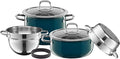 Silit Compact 4-Piece Induction Saucepan Set with Glass Lid Silargan Functional Ceramic Induction Pots Set Nickel-Free Petrol Blue