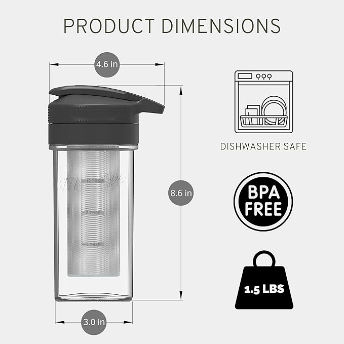 Masontops Cold Brew Makers Kit - Deluxe Iced Coffee Maker with Glass Pitcher &amp Stainless Steel Mesh Filter - Easy Pour Fridge Cold Brewer System