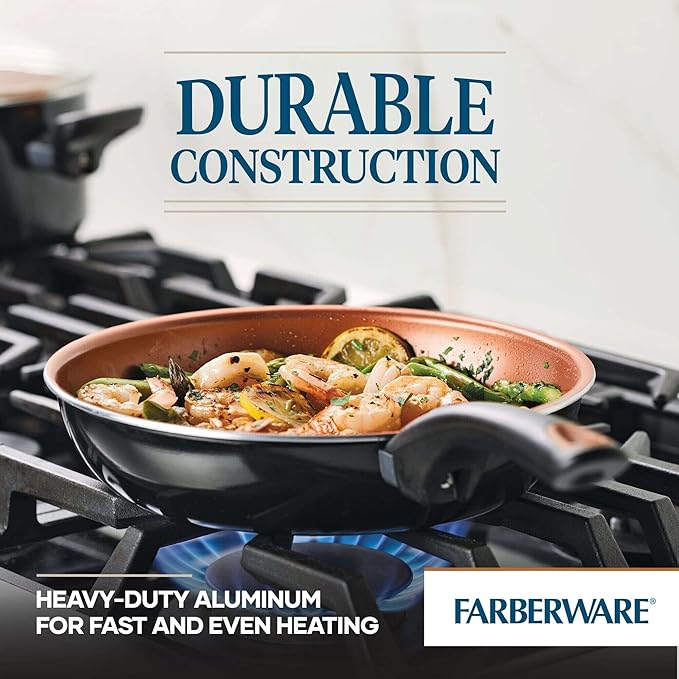 Farberware 10365 Glide Dishwasher Safe Nonstick Cookware Set / Pots and Pans Set - 11 Piece Black
