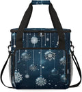 Christmas Snowflakes Coffee Maker Carrying Bag Fantastic Snowflakes Travel Storage Bag Compatible with K-Mini or K-Mini Plus Single Serve Coffee Brewer Carrying Case with Pockets &amp Shoulder Stra