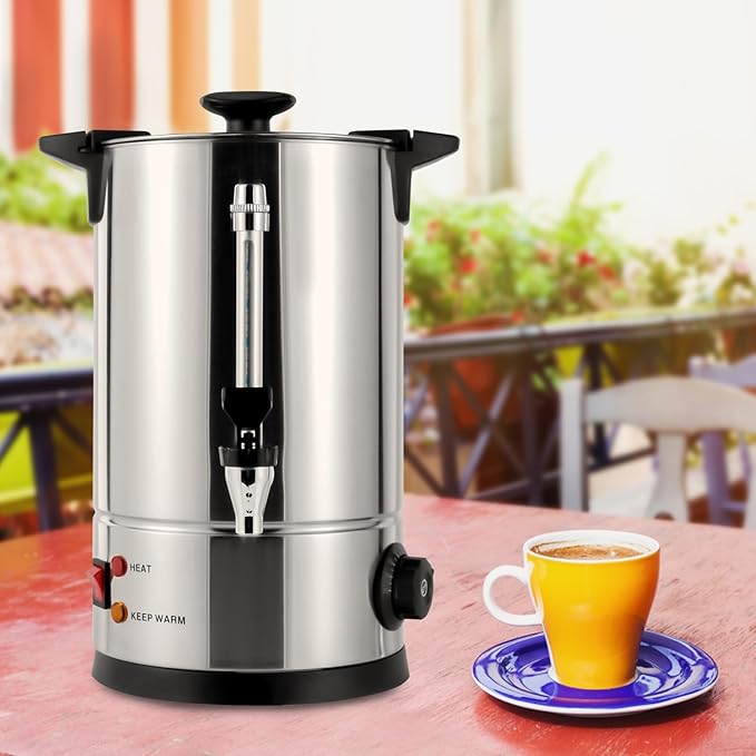 Commercial Grade Stainless Steel Percolate Coffee Maker Hot Water Urn for Catering 8L/2.11gal Premium Commercial Coffee Machine Large Stainless Steel Coffee Maker Metallic