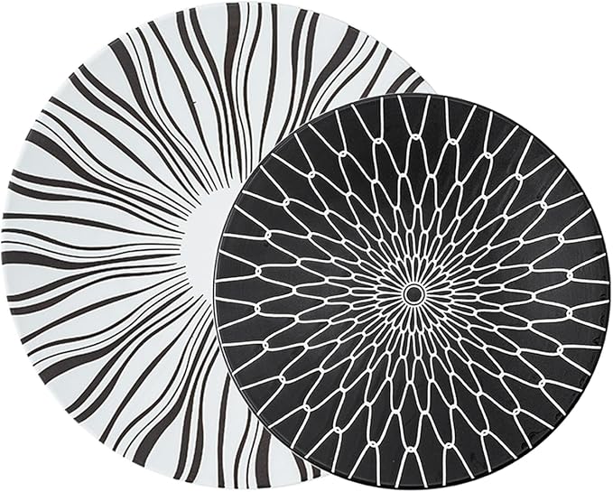 The Art of Lines Dinnerware Set service for 2Lightweight Round Plates Bone China Dinnerware SetsSteak Dinner Plates Dish Set (4Pcs) a beautiful gift LJW1127