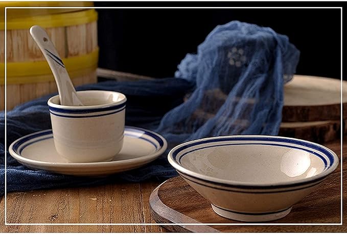 Dinnerware Sets - Luxury Gift Dishes Service Set Old-Fashioned Four-Piece Bowl Dish and Plate Porcelain Special Set Restaurant Tableware Ceramic Table Porcelain Dinnerware