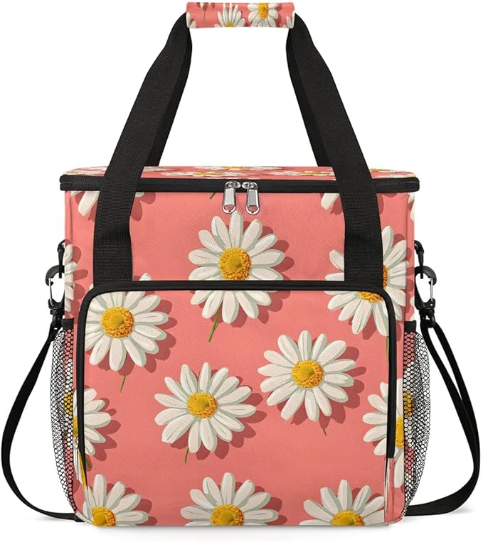 Daisy Flowers Coffee Maker Carrying Bag for Keurig K-Mini or K-Mini Plus Storage Portable Coffee Maker Travel Bag