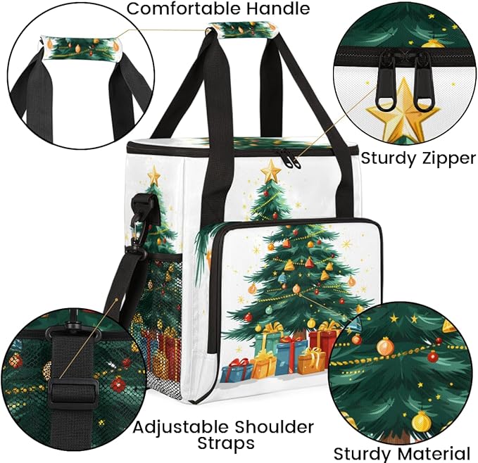 Christmas Gift Coffee Maker Carrying Bag Cartoon Tree Travel Storage Bag Compatible with K-Mini or K-Mini Plus Single Serve Coffee Brewer Carrying Case with Multiple Pockets &amp Shoulder Strap