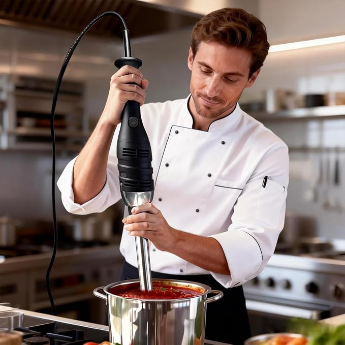 VONCI 280W Commercial Immersion Blender Light Duty Hand Blender with Variable Speed 6000-20000RPM Handheld Stick Mixer with 9.5 Detachable Shaft Professional Blender for Restaurant Kitchen.