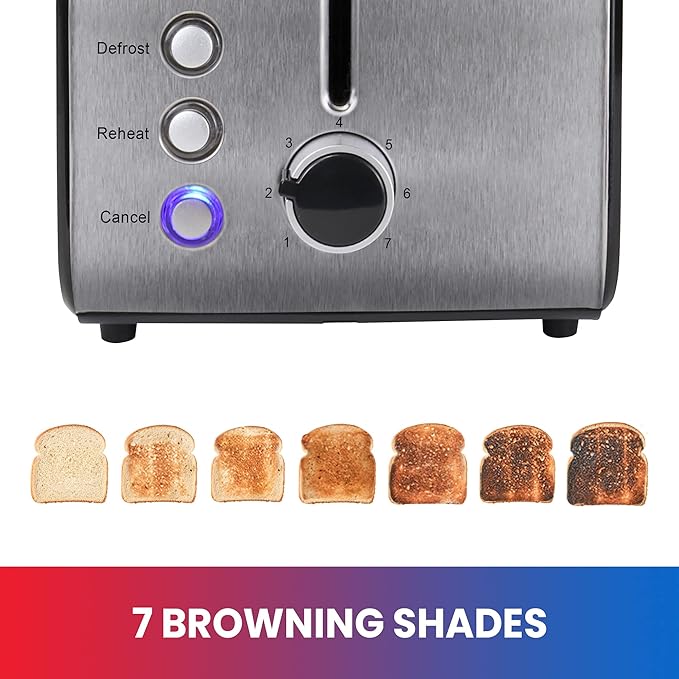 Total Chef toaster 2 slice - large wide slot fast commercial countertop toasted toasters with space saving modern stainless steel for bread bagel Waffles retro quick clear popup tostadora de pan