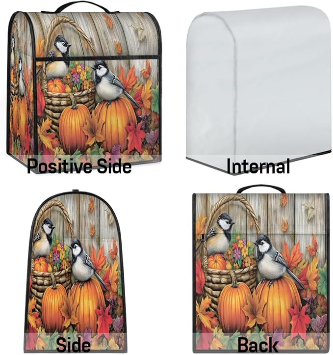 cfpolar Kitchen Aid Mixer Cover Compatible with 6-8 Quarts Fall Thanksgiving Bird Sunflowers Stand Mixer Cover Kitchen Aid Mixers Accessories Appliance Organizer Bag Dust Covers with Zipper Pocket