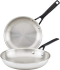 KitchenAid 30051 5-Ply Clad Polished Stainless Steel Frying Pan Set/Skillets 8.25 Inch and 10 Inch - Polished Stainless Steel