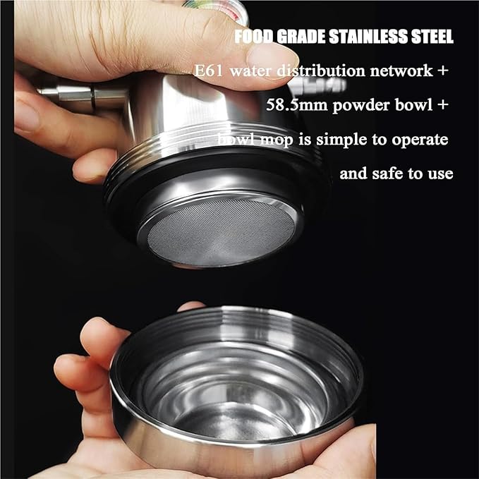 10bar Pneumatic Coffee Machine Variable Pressure Espresso Machine Pneumatic Espresso Coffee 58.5mm Powder Bowl Stand Height Adjustable Fast Exhaust for Camping Travel Outdoo.