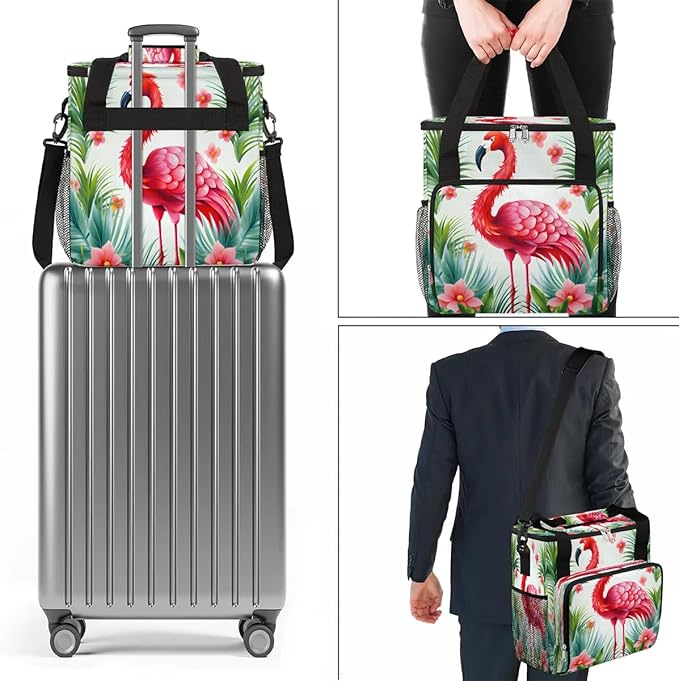 Flowers Summer Flamingo Coffee Maker Travel Bag for K-Mini or K-Mini Plus Single Serve Coffee Brewer Portable Storage Tote Case for Tarvel