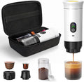 Portable Coffee Maker for Travel &amp Camping Portable Espresso Maker with Bag Rechargeable Cordless Battery Operated Coffee Makers for Ground Coffee NS Capsule RV Hiking Office(White)