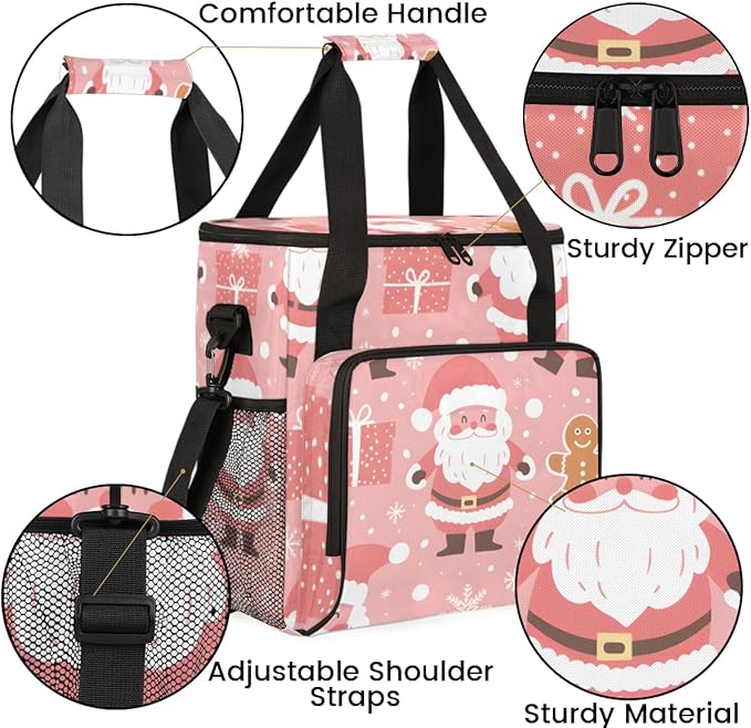 Fantastic Santa Claus Coffee Maker Carrying Bag Xmas Santa Claus Travel Storage Bag Compatible with K-Mini or K-Mini Plus Single Serve Coffee Brewer Carrying Case with Pockets &amp Shoulder Strap