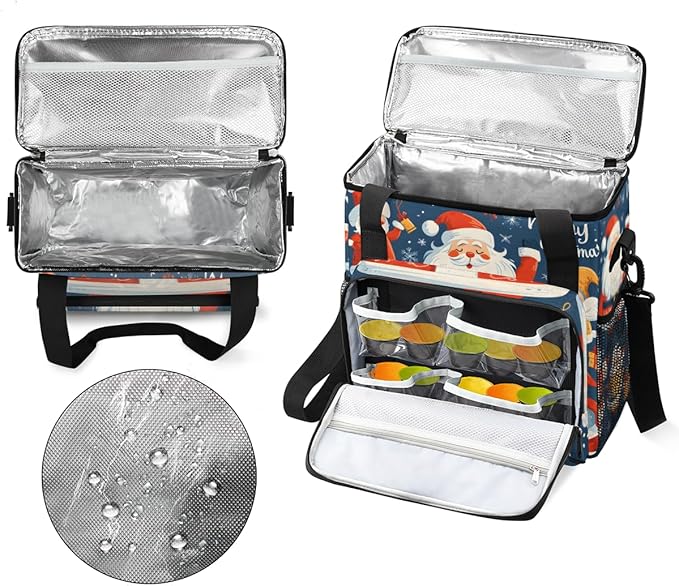 Xmas Santa Claus Coffee Maker Carrying Bag Cartoon Santa Claus Travel Storage Bag Compatible with K-Mini or K-Mini Plus Single Serve Coffee Brewer Carrying Case with Pockets &amp Shoulder Strap