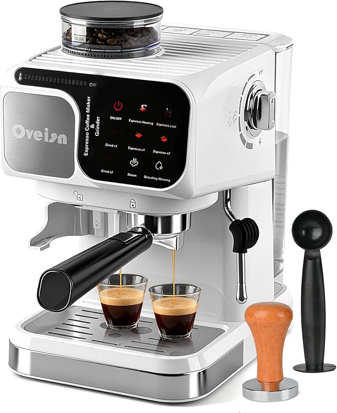 Espresso Machine Professional Home Espresso Maker Espresso Coffee Fast Heating for Cappuccino/Latte Coffee Machine for Home Office for Latte Cappuccino-White