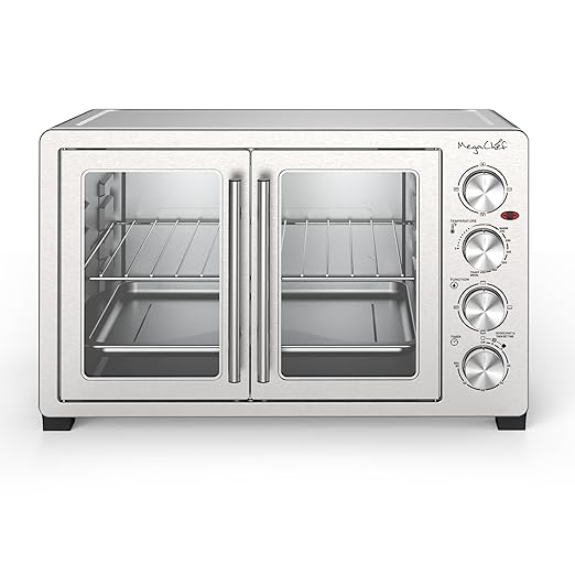 MegaChef 47 Quart Electric French Door Rotisserie Convection Counter Top Oven with Convection and Oven Lamp