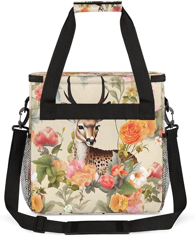Floral Pattern Elk Coffee Maker Carrying Bag for Keurig K-Mini or K-Mini Plus Storage Portable Coffee Maker Travel Bag