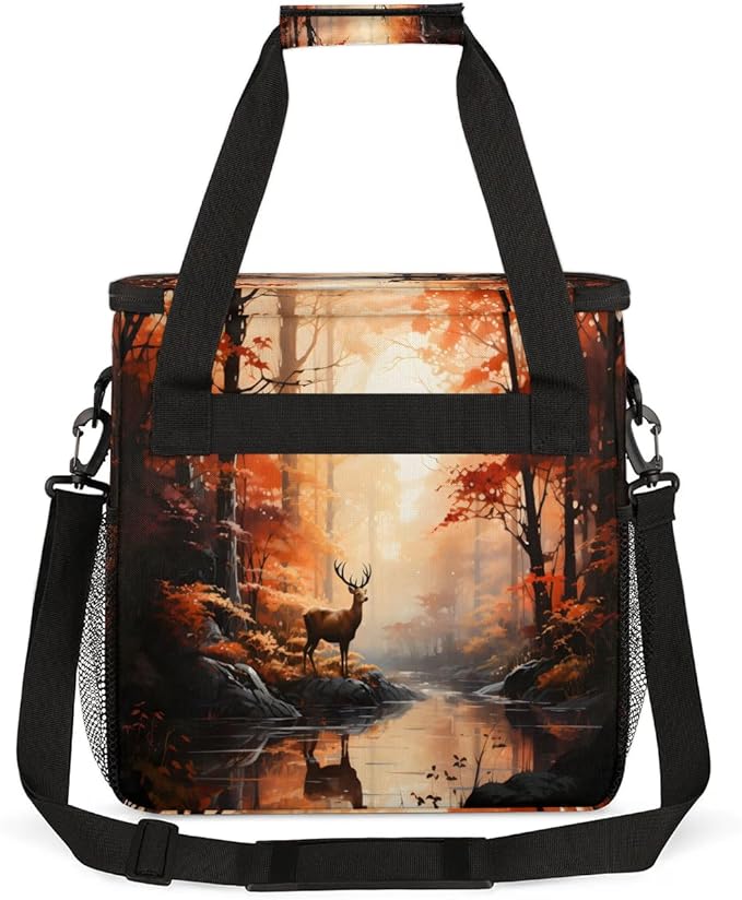 Forest Animal Deer Coffee Maker Carrying Bag for Keurig K-Mini or K-Mini Plus Storage Portable Coffee Maker Travel Bag