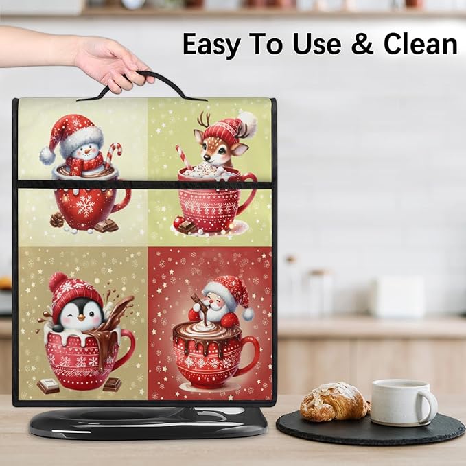 Kitchen Aid Mixer Cover Christmas Snowman Deer Stand Mixer Cover Compatible with 6-8 Quarts Stand Mixers Dust Covers with Zipper Pocket Foldable Washable Kitchen Aid Organizer Bag