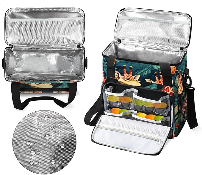 Forest Giraffe Coffee Maker Carrying Bag Cute Giraffe Travel Storage Bag Compatible with K-Mini or K-Mini Plus Single Serve Coffee Brewer Carrying Case with Multiple Pockets &amp Shoulder Strap