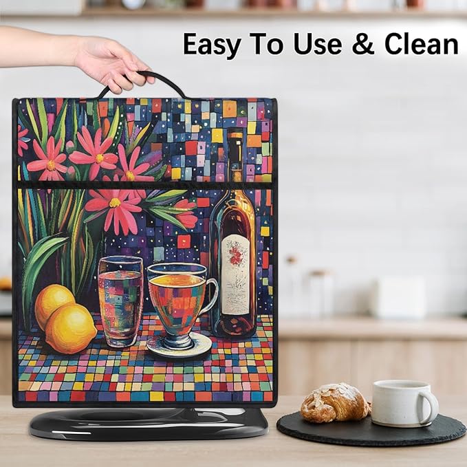 cfpolar Kitchen Aid Mixer Cover Compatible with 6-8 Quarts Flower Lemon Oil Painting Stand Mixer Cover Kitchen Aid Mixers Accessories Appliance Organizer Bag Dust Covers with Zipper Pocket