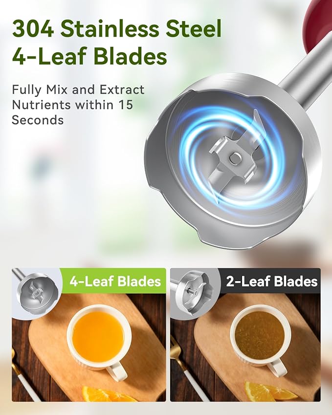 Immersion Blender 5 in 1 Hand Blender Abuler 1000W Hand Mixer Stick12 Speed Handheld Blender 304 Stainless Steel with 600ml Mixing Beaker 500ml Chopper Whisk and Milk Frother for Soup Baby Food