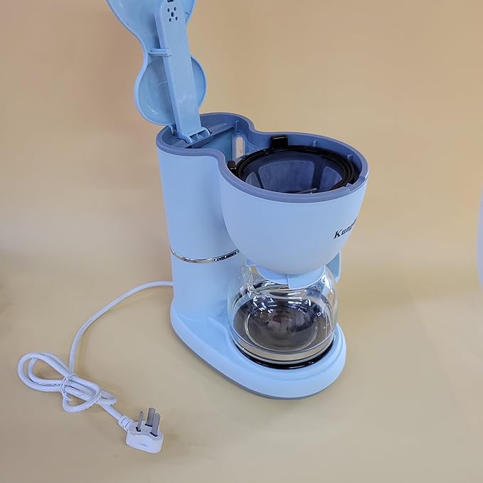 Kungka Electric coffee machines No-drip coffee pot easy-pour design removable filter basket and one-touch on/off switch