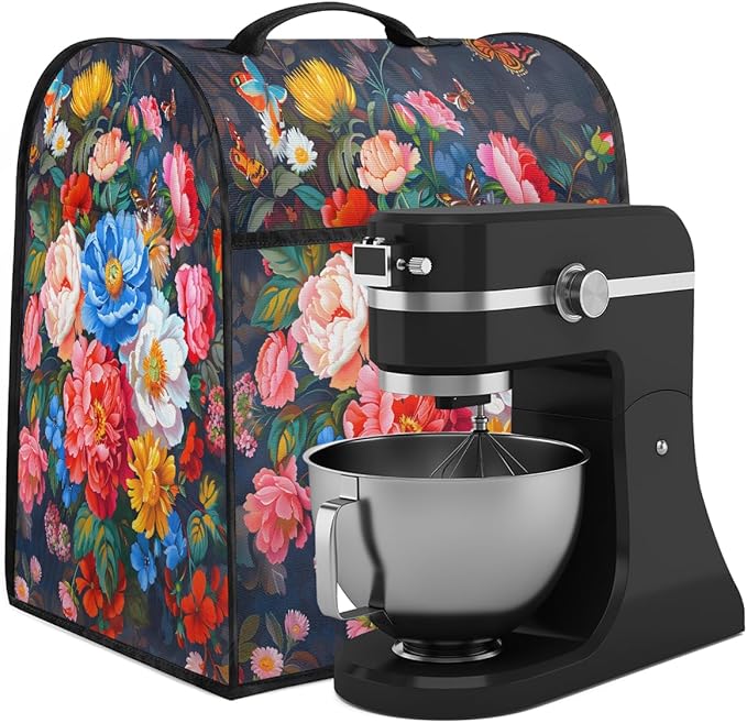 cfpolar Kitchen Aid Mixer Cover Compatible with 6-8 Quarts Color Flowers Butterfly Stand Mixer Cover Kitchen Aid Mixers Accessories Appliance Organizer Bag Dust Covers with Zipper Pocket