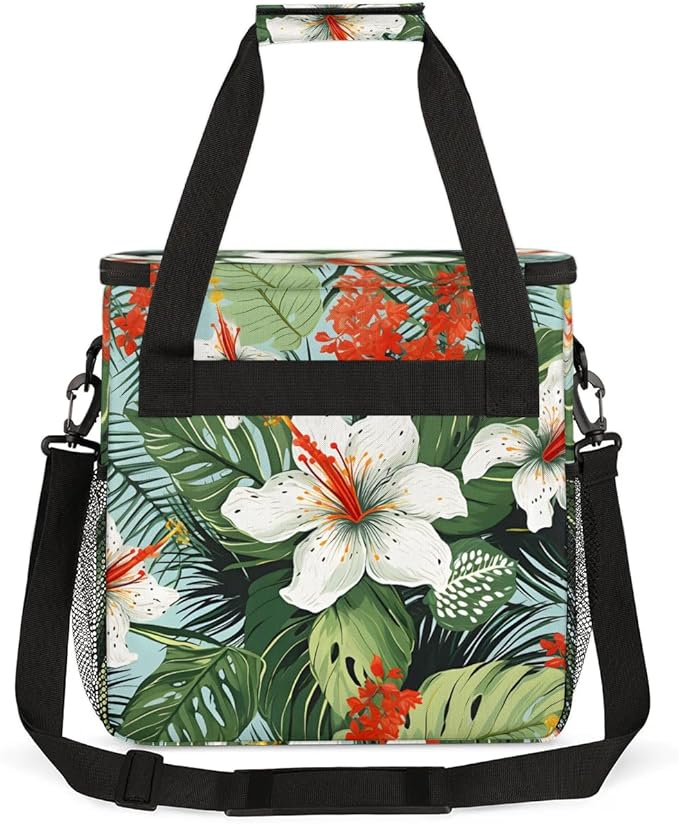 Coffee Maker Carrying Bag Palm Leaves Flower Single Cup Coffee Maker Travel Bag Compatible with Keurig K-Mini or K-Mini Plus Portable Storage Bag with Shoulder StrapAZ-208